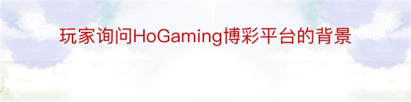 玩家询问HoGaming博彩平台的背景